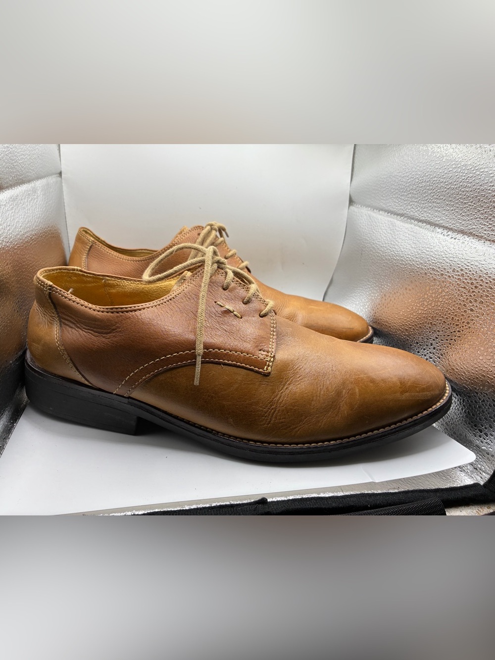 Sandro Ransom Comfort Gel Leather Oxford Shoes Men’s 10D Cognac Made in Brazil